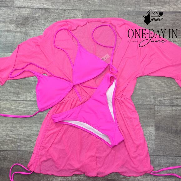 Adisputent Cheeky Triangle 3 Piece Bikini Swimsuit Size S - Picture 2 of 5